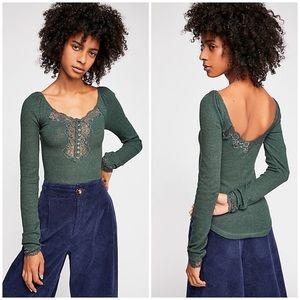 Free People “To the West” tee in green size small